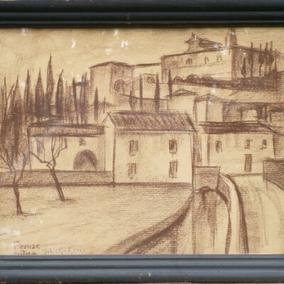 Johannes Gebhard Firenze 1922<br>
Koko kehyksineen 40x32 cm<br>
125 Euroa